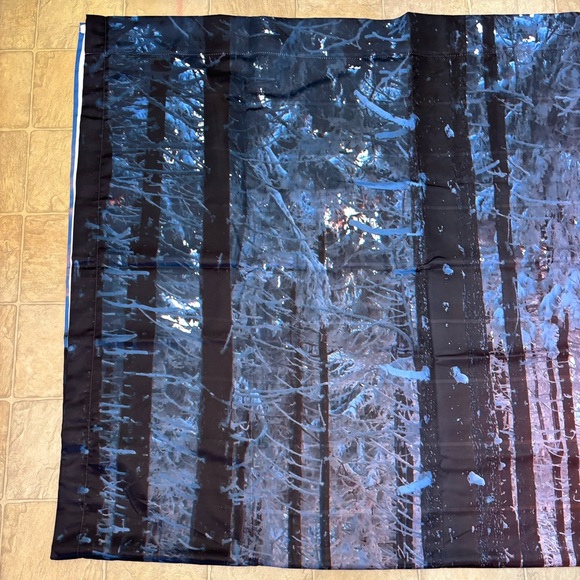 New Winter Wonderland Curtains, One Panel 54”Wx84”L, Sunset in snow-filled woods - Picture 5 of 11